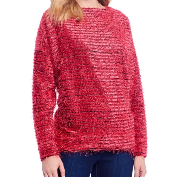 Jones New York Woman - Eyelash Knit Boat Neck Top in Scarlet - Picture 16 of 16